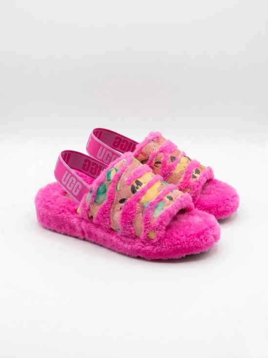 UGG Shoes - UGG Fluff Yeah Tiger Flower Slides Size 7 Taffy Pink